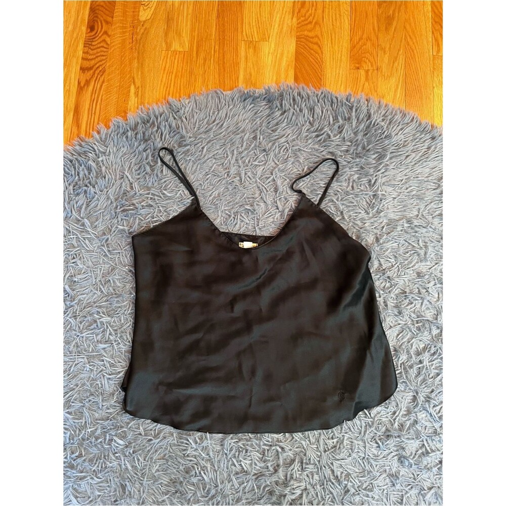 Calvin Klein Vintage Black Satin Spaghetti Strap Cami Top Size M